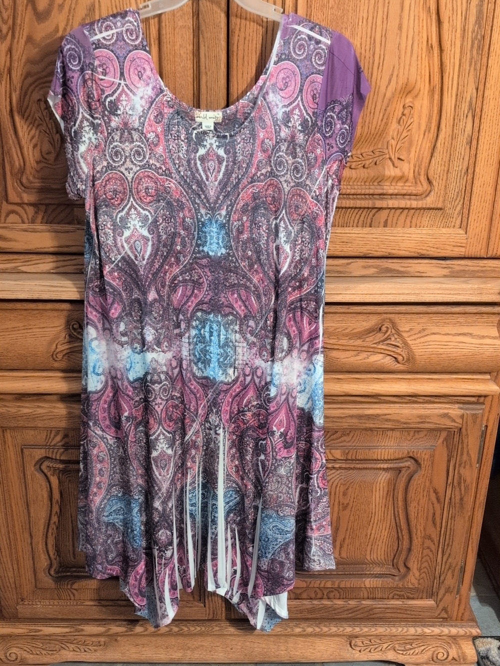 Paisley Scoop-Neck Dress in Pink & Purple